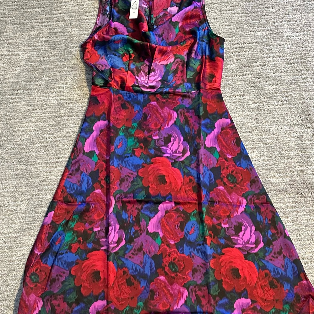 Talbots Red and Purple V-Neck Sundress